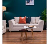 Abakus Direct Jumbo Grid Beige 3 Seater Sofa Plush Comfort With Deeply Padded Cushions