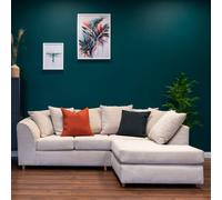 Abakus Direct Jumbo Grid Beige Right Facing Corner Sofa Plush Comfort With Deeply Padded Cushions