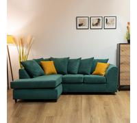 Abakus Direct Jumbo Grid Forest Green Left Facing Corner Sofa Plush Comfort With Deeply Padded Cushions