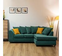 Abakus Direct Jumbo Grid Forest Green Right Facing Corner Sofa Plush Comfort With Deeply Padded Cushions