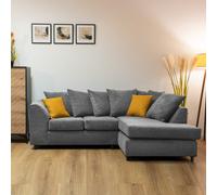 Abakus Direct Jumbo Grid Grey Right Facing Corner Sofa Plush Comfort With Deeply Padded Cushions