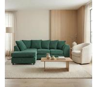Abakus Direct Jumbo Grid Left Hand Corner Sofa with Plush Cushions in 3 Colours in Green Abakus Direct Green