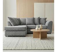 Abakus Direct Jumbo Grid Left Hand Corner Sofa with Plush Cushions in 3 Colours in Grey Abakus Direct Grey