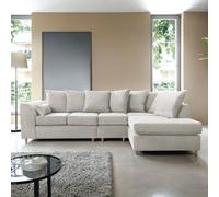 Abakus Direct Jumbo Large White Cord Right Facing Corner Sofa For Living Room With Thick Luxury Deep Filled Cushioning