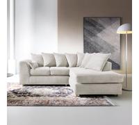 Abakus Direct Jumbo White Cord Right Facing Corner Sofa For Living Room With Thick Luxury Deep Filled Cushioning