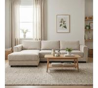 Abakus Direct Kaizer Corner Sofa With Bubble Fabric Left Facing Beige