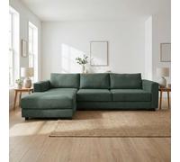 Abakus Direct Kaizer Corner Sofa with Bubble Fabric Left Facing in Dark Green Abakus Direct Dark Green