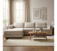 Abakus Direct Kaizer Corner Sofa With Bubble Fabric Left Facing Light Brown