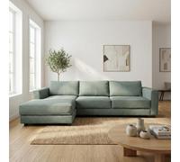Abakus Direct Kaizer Corner Sofa With Bubble Fabric Left Facing Sage Green