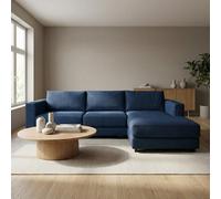 Abakus Direct Kaizer Corner Sofa With Bubble Fabric Right Facing Dark Blue