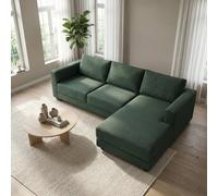 Abakus Direct Kaizer Corner Sofa with Bubble Fabric Right Facing in Dark Green Abakus Direct Dark Green
