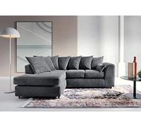 Abakus Direct Left Hand Corner Sofa - Jumbo Cord L Shaped Sofas for Living Room with Thick Luxury Deep Filled Cushioning | Contemporary Chaise Lounge Sofa in Grey | 212Wx164Dx78H