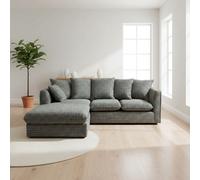 Abakus Direct Lucas Textured Stone Grey Left Facing Corner Sofa Modern Comfort & Stylish Design