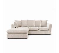 Abakus Direct Lucas Water Repellent Velvet Chenille Left Facing Corner Sofa In Cream