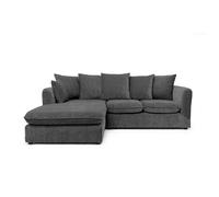 Abakus Direct Lucas Water Repellent Velvet Chenille Left Facing Corner Sofa In Dark Grey