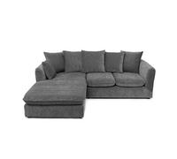 Abakus Direct Lucas Water Repellent Velvet Chenille Left Facing Corner Sofa In Graphite