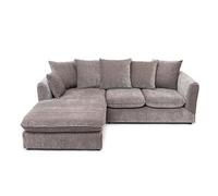 Abakus Direct Lucas Water Repellent Velvet Chenille Left Facing Corner Sofa In Grey