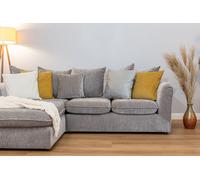 Abakus Direct Lucas Water Repellent Velvet Chenille Left Facing Corner Sofa in Grey Abakus Direct Grey