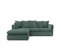 Abakus Direct Lucas Water Repellent Velvet Chenille Left Facing Corner Sofa In Jungle Green