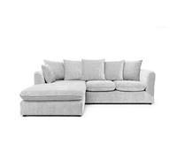 Abakus Direct Lucas Water Repellent Velvet Chenille Left Facing Corner Sofa In Silver