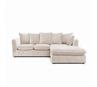 Abakus Direct Lucas Water Repellent Velvet Chenille Right Facing Corner Sofa In Cream
