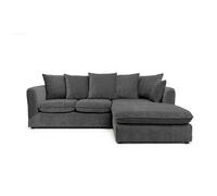 Abakus Direct Lucas Water Repellent Velvet Chenille Right Facing Corner Sofa In Dark Grey