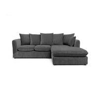 Abakus Direct Lucas Water Repellent Velvet Chenille Right Facing Corner Sofa in Dark Grey Abakus Direct Dark Grey