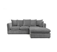 Abakus Direct Lucas Water Repellent Velvet Chenille Right Facing Corner Sofa in Graphite in Stone Abakus Direct Stone