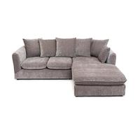 Abakus Direct Lucas Water Repellent Velvet Chenille Right Facing Corner Sofa In Grey