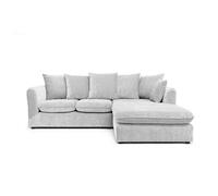Abakus Direct Lucas Water Repellent Velvet Chenille Right Facing Corner Sofa in Silver Abakus Direct Silver