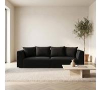 Abakus Direct Tokyo 3 Seater Sofa Basket Weave Fabric with Deep Seats in Black Abakus Direct Black