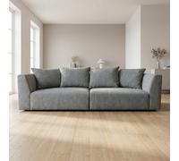 Abakus Direct Tokyo 3 Seater Sofa In Anthracite Grey Basket Weave Fabric With Deep Seat And Structured Cushioning