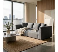 Abakus Direct Tokyo 3 Seater Sofa In Charcoal Brushed Tweed Fabric With Deep Seat And Plush Cushioning