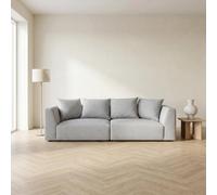 Abakus Direct Tokyo 3 Seater Sofa In Light Grey Brushed Tweed Fabric With Deep Seat And Plush Cushioning
