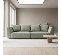 Abakus Direct Tokyo 3 Seater Sofa In Natural Bamboo Basket Weave Fabric With Deep Seat And Structured Cushioning