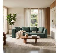 Abakus Direct Tokyo 3 Seater Sofa In Olive Green Brushed Tweed Fabric With Deep Seat And Plush Cushioning