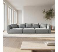 Abakus Direct Tokyo 5 Seater Sofa In Anthracite Grey Basket Weave Fabric With Deep Seat And Structured Cushioning
