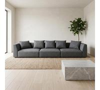 Abakus Direct Tokyo 5 Seater Sofa In Charcoal Brushed Tweed Fabric With Deep Seat And Plush Cushioning