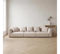 Abakus Direct Tokyo 5 Seater Sofa In Soft Cream Brushed Tweed Fabric With Deep Seat And Plush Cushioning