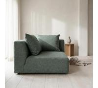 Abakus Direct Tokyo Corner Seat In Olive Green Brushed Tweed Fabric With Deep Seat And Plush Cushioning