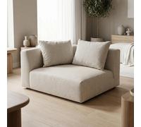 Abakus Direct Tokyo Corner Seat In Soft Sand Basket Weave Fabric With Deep Seat And Structured Cushioning
