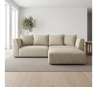 Abakus Direct Tokyo Corner Sofa Basket Weave Fabric with Deep Seats in Beige Abakus Direct Beige