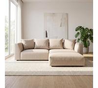 Abakus Direct Tokyo Corner Sofa Brushed Tweed Fabric with Deep Seats in Cream Abakus Direct Cream