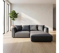 Abakus Direct Tokyo Corner Sofa In Charcoal Brushed Tweed Fabric With Deep Seat And Plush Cushioning