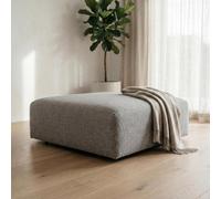 Abakus Direct Tokyo Footstool In Classic Grey Brushed Tweed Fabric With Deep Seat And Plush Cushioning