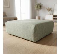 Abakus Direct Tokyo Footstool In Natural Bamboo Basket Weave Fabric With Deep Seat And Structured Cushioning
