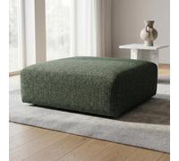 Abakus Direct Tokyo Footstool In Olive Green Brushed Tweed Fabric With Deep Seat And Plush Cushioning