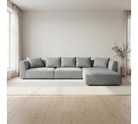 Abakus Direct Tokyo Large Corner Sofa In Anthracite Grey Basket Weave Fabric With Deep Seat And Structured Cushioning