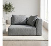 Abakus Direct Tokyo Right Corner Seat In Anthracite Grey Basket Weave Fabric With Deep Seat