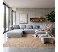 Abakus Direct Tokyo U-Shape Modular Sofa In Classic Grey Brushed Tweed Fabric With Deep Seat And Plush Cushioning